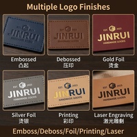Étiquettes en cuir noir écologiques personnalisées avec logo gaufré, en rouleau rectangulaire, pour vêtements, accessoires de mode, patch en cuir de marque OEM