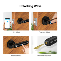 Serrure de porte intelligente Tediton à empreinte digitale, poignée à levier sans clé avec clavier, contrôle par application TTLock, noir, entrepôt américain