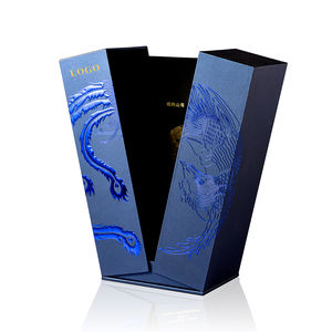 Custom Made Luxo Matt Black Conjunto De Licor De Papelão Rígido Caixas De Embalagem champanhe Whisky Garrafas De Vinho Tinto Vidro Caixa De Presente De Papel - Product Image 5