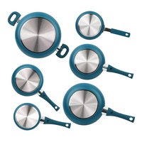 Juego de Utensilios de Cocina Antiadherentes Modernos de 13 Piezas, Diseño Sostenible de Metal Rojo
