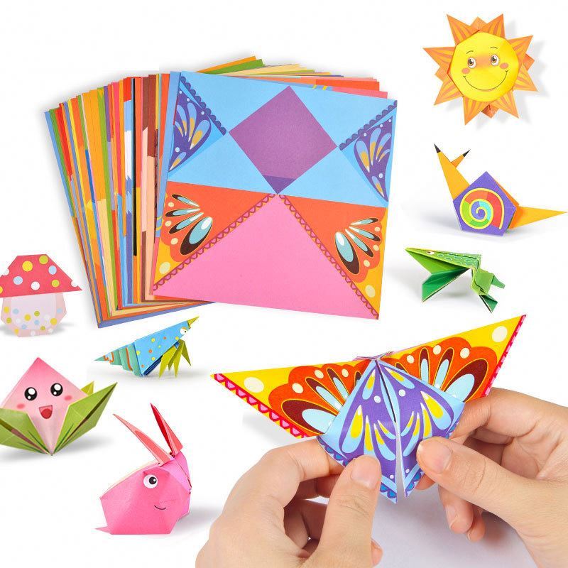 Kit Origami Enfants 152 Pièces - 144 Feuilles Colorées 14x14 Cm, 72 Motifs, Livre D'instructions - 2