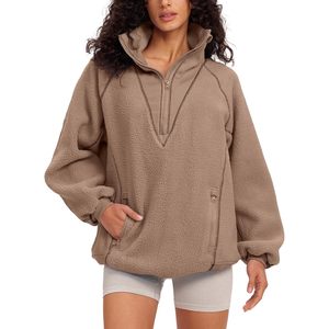 Sudadera con capucha y cremallera de un cuarto de FOXA para mujer, de forro polar suave, estilo oversize, tops de moda para otoño - Product Image 1