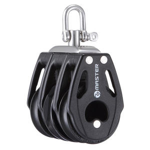 Polea de Rodamiento para Yate/Barco de Vela RA-0505F de Tres Ruedas/Giratoria/Con Grillete, con Diámetro de Rueda de 57 mm y Diámetro de Cable de 10 mm, Herraje Marino - Product Image 1