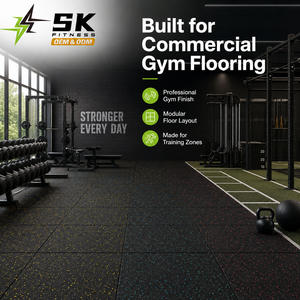 <span class=keywords><strong>Tapis</strong></span> de sol en <span class=keywords><strong>caoutchouc</strong></span> pour salle de sport SK Factory, 15-50 mm, motif noir moucheté, dalles antidérapantes pour salle de sport commerciale, hôtel, centre de remise en forme - Product Image 5