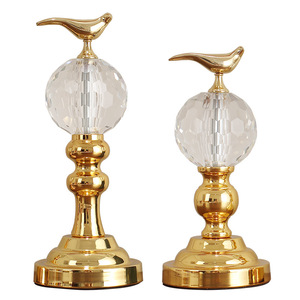 <b>Crystal</b> Bird Ornament <b>Set</b> Gold Base Sphere Home Decor Living Room Entryway Display - Product Image 5