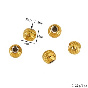 Stainless Steel Round <b>Beads</b> Twill Fish Scale Pattern Through Hole Spacer <b>For</b> <b>Bracelet</b> Making Jewelry Accessories - Product Image 3