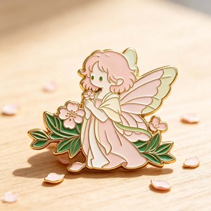 Épinglette Métallique Fille Fée Plaqué Or Émail Dur Motif Dessin Animé Collectionneur - Product Image 5