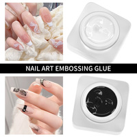 Gel à ongles UV/LED durcissable sans rinçage noir et blanc, colle à embossage 3D pour ongles, gel de sculpture professionnel pour nail art