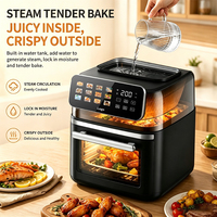 Four à friture intelligente 15L 2200W avec contrôle WiFi par application, cuisson vapeur, cuisson douce, double chauffage 35-200 ℃   Écran tactile, double vitrage, usage domestique