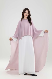 Bescheiden designer stijl moslim dames 2-delige set met doorschijnende cape en maxi jurk, aanpasbaar - Product Image 2