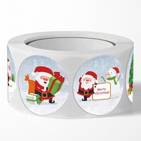 Autocollants ronds Joyeux Noël 500 pièces/rouleau, étiquettes adhésives, personnalisables pour cadeaux et pâtisseries