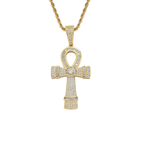 CN335 Pendentifs croix en laiton sertis de zircons, Collier Hip Hop CZ Iced Out, Bijoux Bling Bling