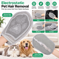 Gant de toilettage pour animaux de compagnie en silicone souple double face 2 en 1, pour chat et chien, anti-chute de poils, anti-statique, pour canapé et vêtements