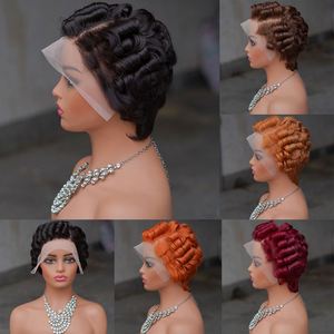 วิกผมแท้ Amygirl 13x4 แบบผูกเชือกด้านหน้า ทรงพิกซี่ ผมสั้นหยิก - Product Image 2