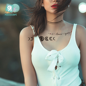 Rocooart – autocollant de <span class=keywords><strong>tatouage</strong></span> pour femmes, magnifique, Sexy, Art corporel, col noir, mains, lettre, imperméable, vente en gros - Product Image 3
