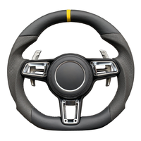 Convient pour Porsche 718 Boxster Cayman Taycan 996 911 981 957 958 991 Volant LED en cuir véritable en fibre de carbone