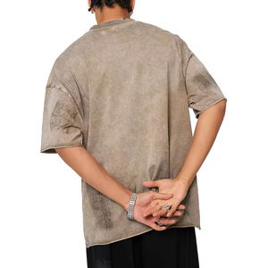 T-shirts pour hommes décontractés à épaules tombantes, manches courtes, surdimensionnés, de haute qualité, lavés, vintage, amples, sportifs, vente chaude - Product Image 6