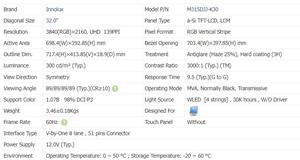 Écran LCD d'origine Innolux M315DJJ-K30 <span class=keywords><strong>32</strong></span>.0 <span class=keywords><strong>pouces</strong></span> UHD 4K (3840*2160) Module TFT-LCM A-Si panneau de moniteur de bureau - Product Image 6