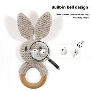 Venta al por mayor de fábrica/OEM: Juguetes de algodón tejidos a mano para bebés, sonajeros de animales de ganchillo, muñecos de dibujos animados, juguetes masticables unisex reconfortantes. - Product Image 3