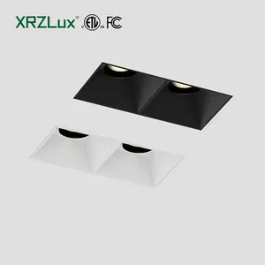 XRZLux çift kafaları kare gömme LED spot 16W 20W 30W ayarlanabilir Trimless Led COB downlight ev otel tavan ışıkları