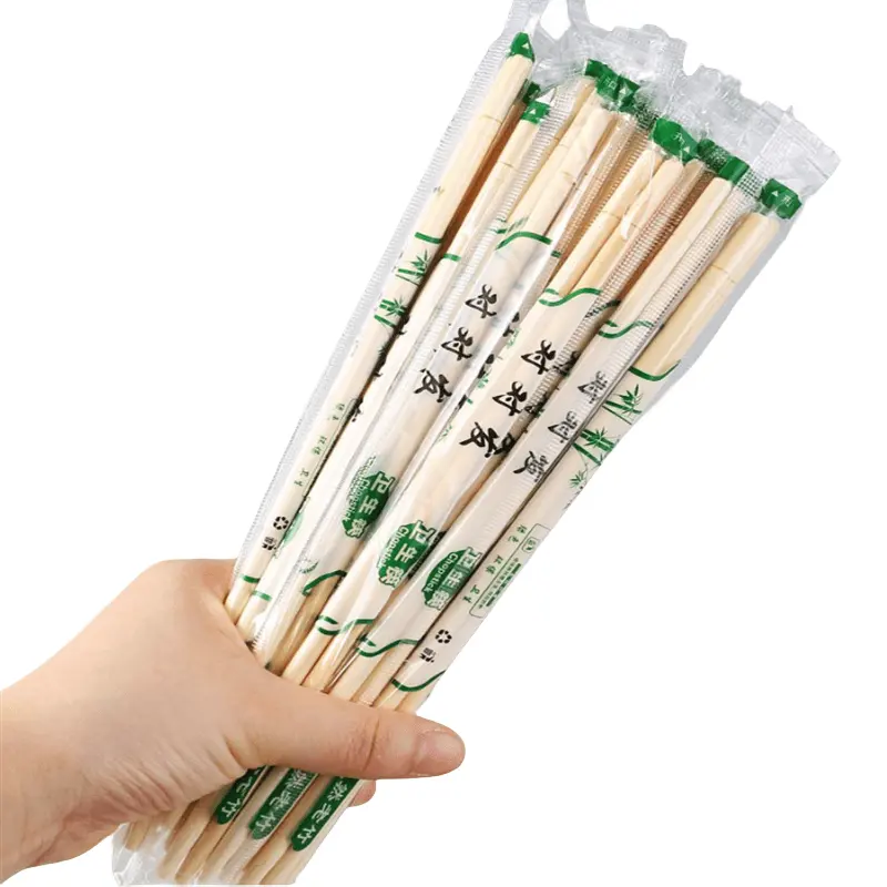 Pauzinho descartável redondo de bambu para embalagem OPP Pauzinhos redondos duplos para fabricantes personalizados