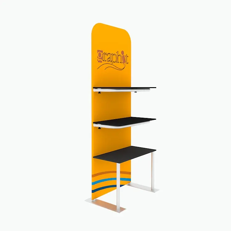 Estante de exhibición portátil para Feria, nuevo diseño, peso ligero, 3 estantes de pie, producto de feria