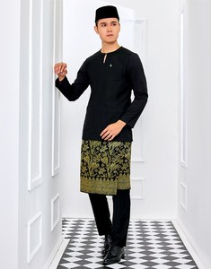 มาเลเซียอีดมุสลิมผู้ชายBaju Kurungมาเลย์Slimfitตัดผ้าไหมเย็บปักถักร้อยSongketและBaju Melayu Baju <span class=keywords><strong>Raya</strong></span> - Product Image 3