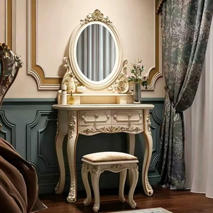European Multifunctional Dressing Table Integrated Storage <b>Vanity</b> Cabinet Small Apartment <b>Bedroom</b> Makeup Desk - Product Image 3