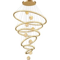 Luminaires suspendus en cristal modernes, anneaux ronds, finition dorée, lustres LED pour hôtel, maison, villa, escalier