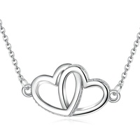 925 Sterling Silver Chinese Fashion Couple Heart Forever I love You Symbol Collier Pendentif