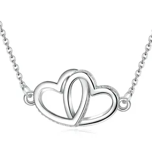 925 sterling silver chinese fashion couple heart forever i love you symbol necklace pendant