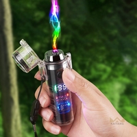 Nouveau briquet électronique rechargeable à double arc, étanche pour l'extérieur, multifonctionnel avec lampe torche et boussole, allume-cigare USB