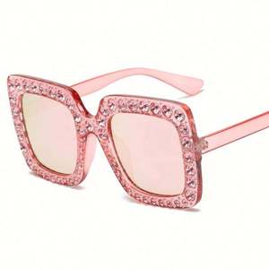 Gafas de Sol de Moda 2019 para Mujer, Gafas de Sol de Lujo Color Rosa Espejo, Gafas de Sol Cuadradas con Diamantes de Gran Tamaño - Product Image 1