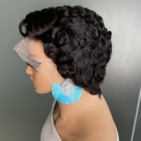 Perruque courte bouclée Chioma Pixie Cut 13x4 en dentelle transparente complète, perruque de cheveux humains sans colle pour femmes