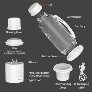 Licuadora Portátil Recargable por USB con Asa Oculta, Vaso Compacto de Viaje para Comida de Bebé y Smoothies para Llevar - Product Image 4