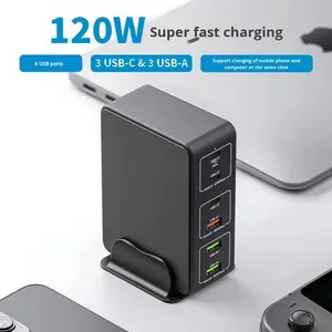 EU/US 120W High-Power Multi-Functional Portable 3 <strong>USB</strong>-C 3 <strong>USB</strong> a Charger for Camera <strong>Phone</strong> Computer &amp; Desktop with 110-240V <strong>Input</strong> - Product Image 4