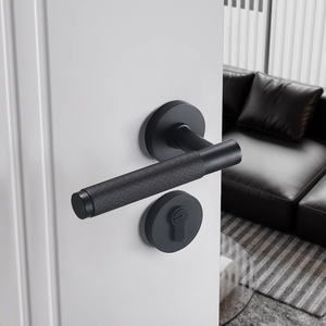 Italian Brass Knurled T-Shaped Lever Lock For Interior Wooden Doors Vintage Style Copper Handle Slotting Installation - Product Image 3