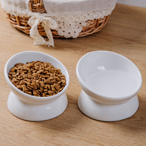 Tazón de cerámica para gatos, grande, de forma ovalada inclinada, para proteger la columna cervical, tazón para agua y comida. - Product Image 2