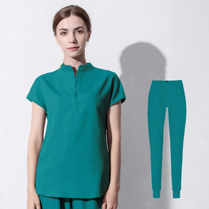 42024LW Grosir Seragam Tenun Logo Kustom Lembut untuk Rumah Sakit, Spa, Salon Kecantikan, Seragam Perawat, Set Medis, Baju Perawat Lengan Pendek - Product Image 3