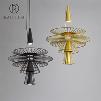 Lustre moderne suspendu en métal, style nordique minimaliste, design géométrique créatif, LED or/noir, blanc chaud 3000K, pour salon