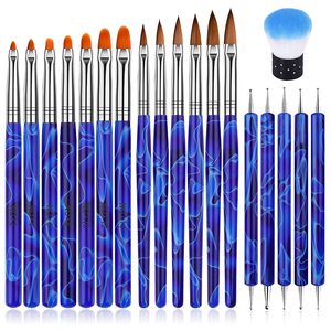 Kit de Manucure Professionnel de Luxe avec Pinceaux à Ongles en Acrylique, Outil de Pointillage, Pinceau Plat pour Fleurs 3D, Pinceau Gel UV et Brosse Dépoussiérante - Product Image 2