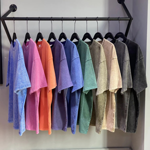 เสื้อยืดโอเวอร์ไซส์ผ้าฝ้าย 100% 250 GSM ลายบาติกวินเทจฟอกสีสไตล์สตรีทแวร์สำหรับผู้ชาย แขนสั้น พิมพ์ลาย - Product Image 1