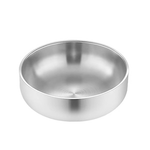 Cuenco de fideos de arroz reutilizable de acero inoxidable 304 de doble capa, 11/15/21cm, diseño antiapretón, platos de condimento de plata dorada, Metal - Product Image 1