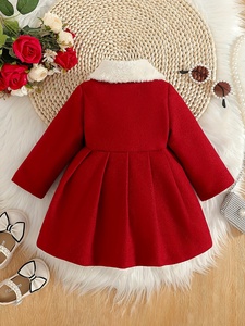 Sonbahar/Kış Günlük Tek Göğüslü Fiyonklu Düz Renk Peluş Yaka Düğmeli Nefes Alabilen %100 Polyester Astarlı Bebek Kız Çocuk Giysisi %100 Polyester - Product Image 2