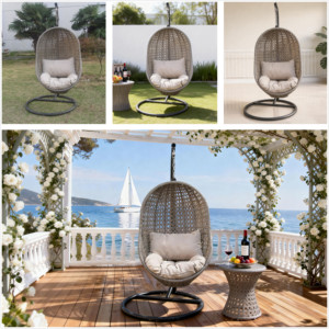Professional Manufacturer: Commercial Grade Custom Single Rattan <b>Hanging</b> Chair for Hospitality & Villa Projects - OEM/ODM - Product Image 3