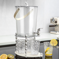 Distributeur de boissons moderne en plastique 3,5L/5L avec robinet, seau à boissons 4 tasses, base élégante pour hôtels, traiteurs et événements