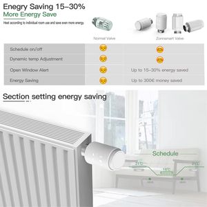 BSSY)TV06 Actuador Inteligente Termostático para Radiador WiFi TRV Controlador de Temperatura Programable Control por Voz a través de Alexa - Product Image 3