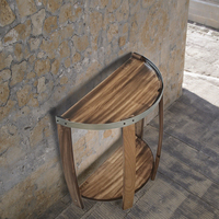 Table basse moderne en chêne massif, table d'appoint de 23,6 pouces, design baril à vin, faite à la main, portable, écologique, durable, avec rangement