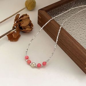 Yinruitai S925 Sterling Silver Beaded Necklace Colorful <b>Candy</b> Tone Collarbone Chain For Women Everyday Wear - Product Image 3