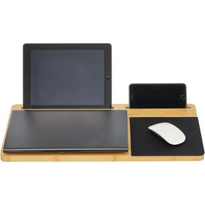Bamboo Laptop <b>Desk</b> With Tablet And Phone Slots <b>Portable</b> Workstation For Home Office Use - Product Image 1